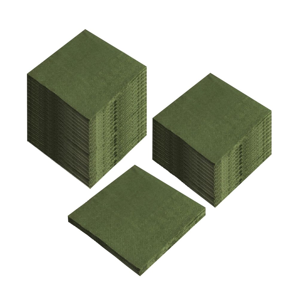 100 Pack Cocktail Napkin 2-Ply Dessert Napkins Folded 5 x 5 Inches Disposable Napkins for Dinner Wedding Birthday Party Bridal Anniversary Reception Event (100, Green)