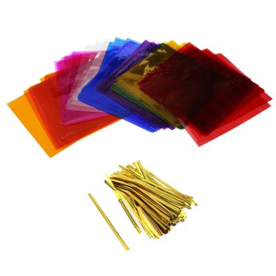 KUMGROT Cellophane Wrap, Colored Cellophane Sheets Plastic Transparency Film for DIY Artwork Crafts Decoration 6.1"6.1" 80 Pcs
