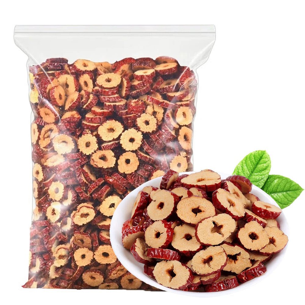 dried red dates Sweet Crispy Dates 9.87oz/280g Jujube slices Jujube Seedless Jujube Slices Can be matched wolfberry longan tea soak in water No wash ready to eat 280g