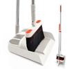 JEHONN Broom and Dustpan Set for Home, Long Handle Lightweight 180 Degree Rotating Broom Set Indoor, Upright Standing Dust Pan with Comb Teeth, Store Sweep Set for Room Kitchen Office (Grey & Red) view 1