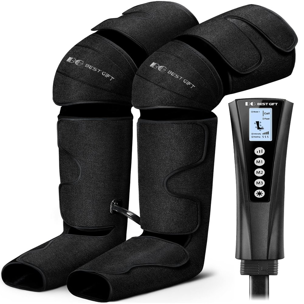 Gifts for Mom, Dad, Men, Women & Loved Ones  Air Compression Leg Massager with Heat  Ideal for Christmas, Mother Day & Father Day  Relieves Muscle Fatigue for Feet, Legs, Calves, Thighs, and Knees