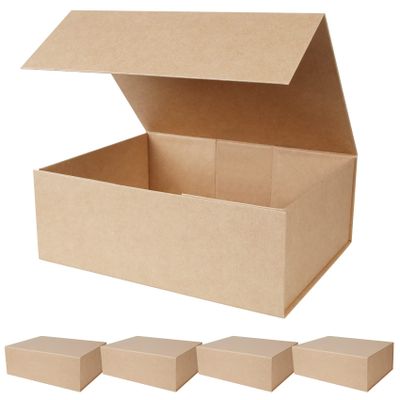 Aimyoo Brown Magnetic Gift Boxes with Lids 13.8x9x4.3 in, Large Bridesmaid Groomsman Proposal Box, Rectangle Collapsible Box for Present Graduation Birthday Storage 5 Pack