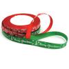 50Yards Christmas Ribbon Red and Green Satin Ribbon 3/8 Inch Holiday Gift Wrapping Ribbon Set with Marry Christmas Snowflake Pattern for Party Decor Christmas Tree Ornaments (25yard/roll,2rolls) view 1