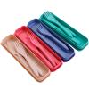 Travel Utensils with Case, 4 Pack Reusable Utensils Set with Case Wheat Straw Plastic Portable Utensils Set for Lunch, Travel Cutlery Set Plastic Silverware view 1