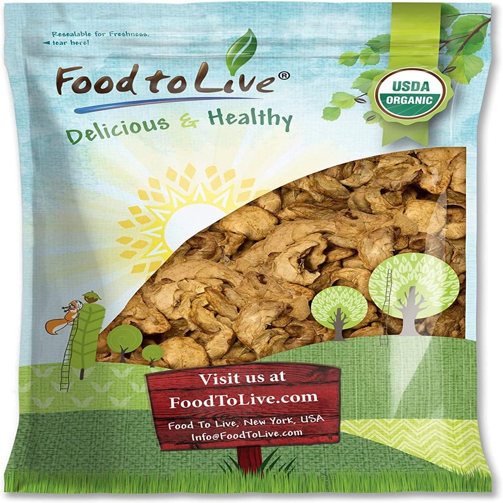 Food to Live Organic Dried Apple Rings, 5 Pounds Non-GMO, Kosher, Raw, Vegan, Unsulfured, Sirtfood, Bulk