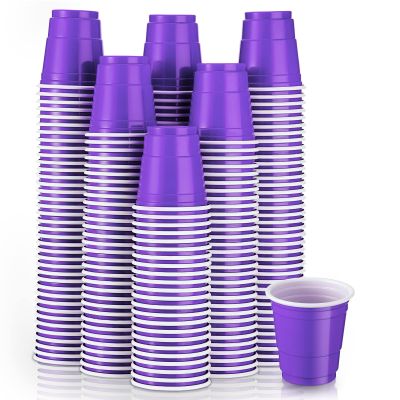 Yetene 200 Pcs 2 oz Plastic Shot Cups Mini Shot Tasting Cups for Wine Whiskey Food Wedding Baby Shower Party Drinking Beer Taste Supplies(Purple)