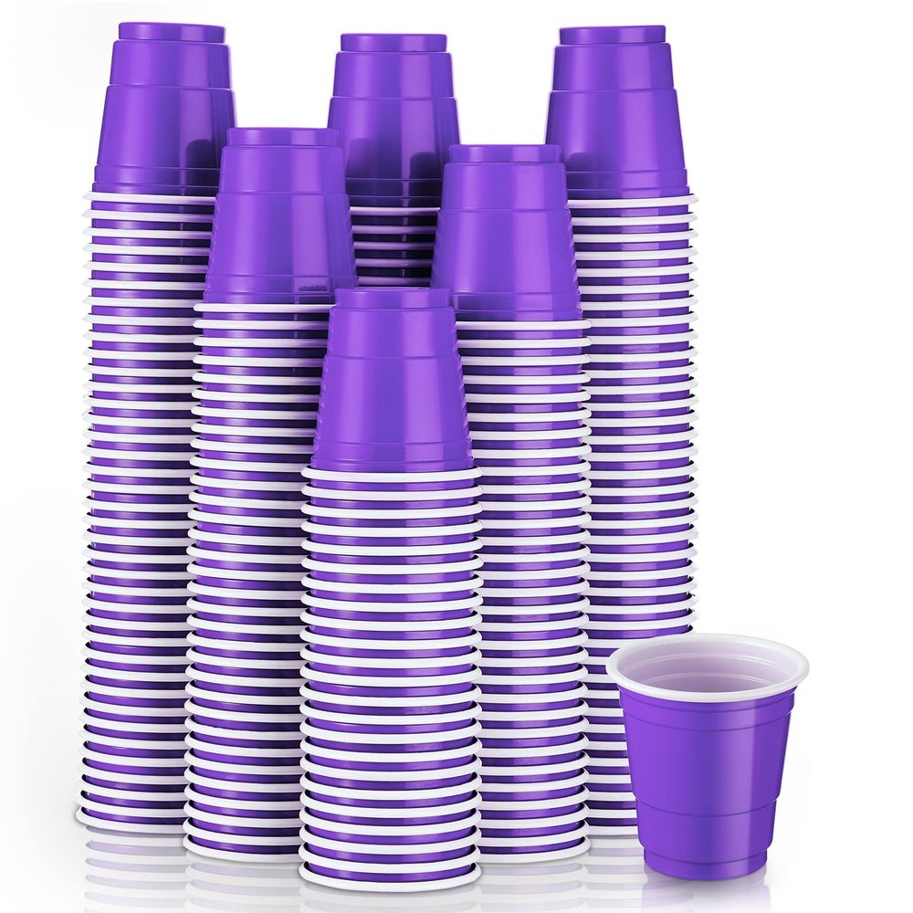 Yetene 200 Pcs 2 oz Plastic Shot Cups Mini Shot Tasting Cups for Wine Whiskey Food Wedding Baby Shower Party Drinking Beer Taste Supplies(Purple)