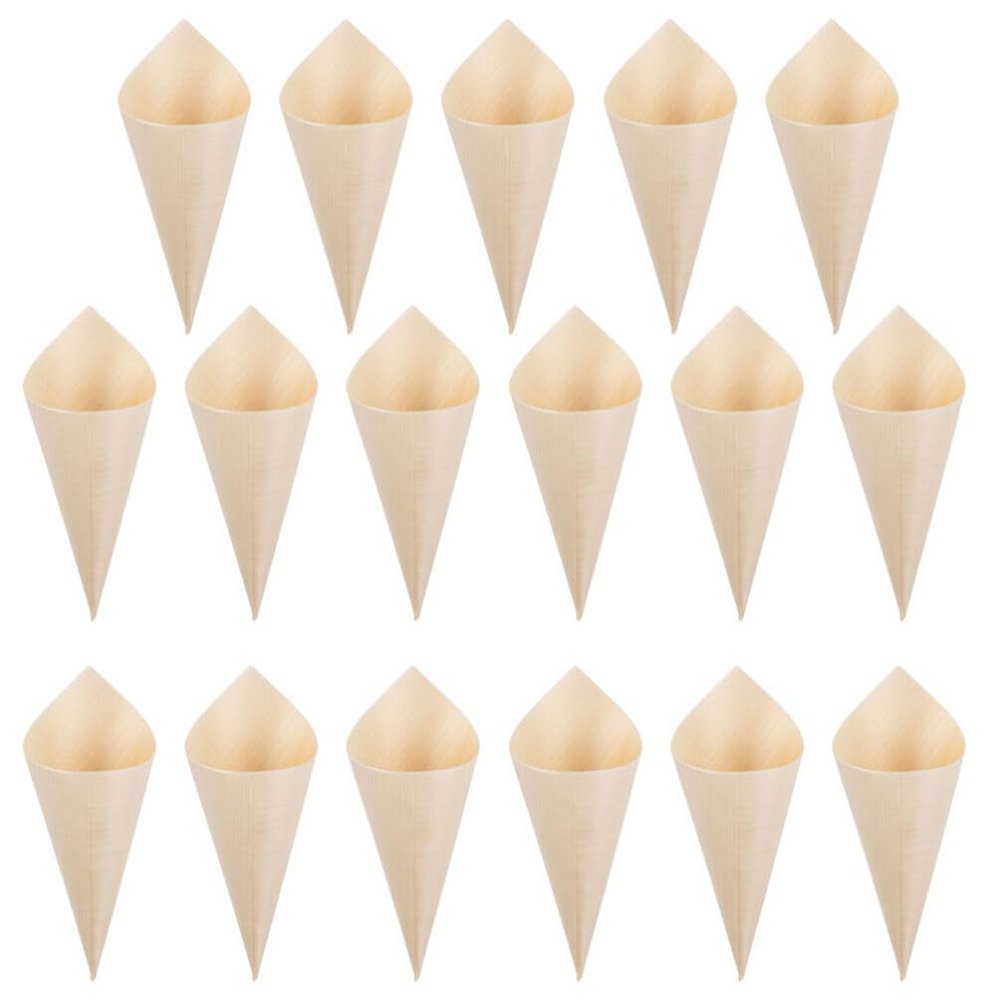 Kichvoe 150Pcs Disposable Wood Ice Cream Cones, Multi-Function Charcuterie Cones for Desserts, Perfect for Parties, Weddings, and Events