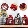 8 Pack Assorted Sizes Gift Bags With Drawstring - Buffalo Plaid and Christmas Patterns - Xmas Plaid Burlap Wrapping and Storage Bags view 3
