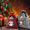 8 Pack Assorted Sizes Gift Bags With Drawstring - Buffalo Plaid and Christmas Patterns - Xmas Plaid Burlap Wrapping and Storage Bags view 4