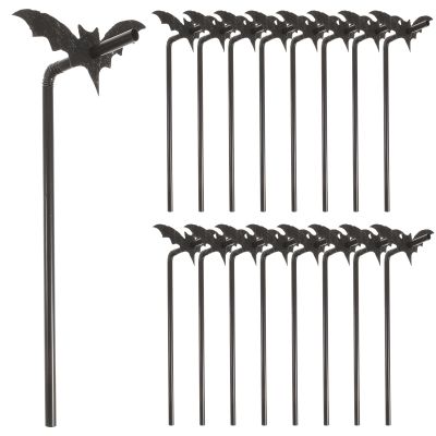 NOLITOY Halloween Party Plastic Straw Plastic Decor Drinking Straw 50 Sets Black Bat Straws Plastic Straw for Drinking Halloween Straws Party Supplies Theme Party Straws Theme Party Straws