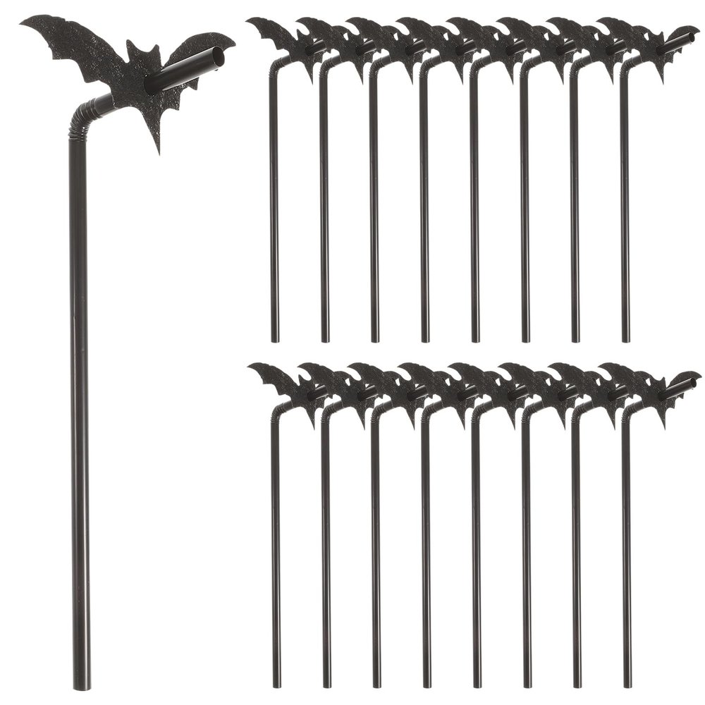 NOLITOY Halloween Party Plastic Straw Plastic Decor Drinking Straw 50 Sets Black Bat Straws Plastic Straw for Drinking Halloween Straws Party Supplies Theme Party Straws Theme Party Straws
