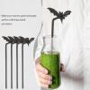 NOLITOY Halloween Party Plastic Straw Plastic Decor Drinking Straw 50 Sets Black Bat Straws Plastic Straw for Drinking Halloween Straws Party Supplies Theme Party Straws Theme Party Straws view 2