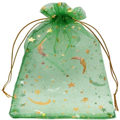 Jexila 100PCS Green Organza Gift Bags 4X6 Inch Mesh Drawstring Christmas St.Patricks Day Party Favor Goodie Candy Bags Jewelry Pouch