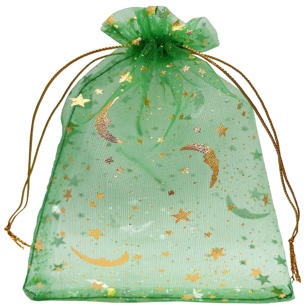 Jexila 100PCS Green Organza Gift Bags 4X6 Inch Mesh Drawstring Christmas St.Patricks Day Party Favor Goodie Candy Bags Jewelry Pouch