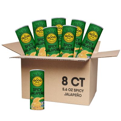 The Good Crisp Company, Spicy Jalapeno, Gluten Free Potato Chips (5.6 Ounce Canisters, Pack of 8), Non-GMO, Allergen Friendly, Potato Chip Snack Pack, Gluten Free Snacks