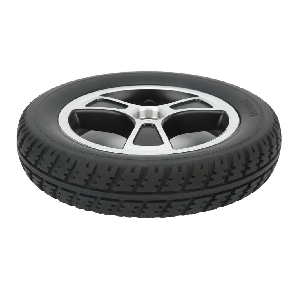 10in Electric Wheelchair Rear Wheel, Polyurethane Wheelchair Wheel with Strong Bearing Capacity and Alloy Hub