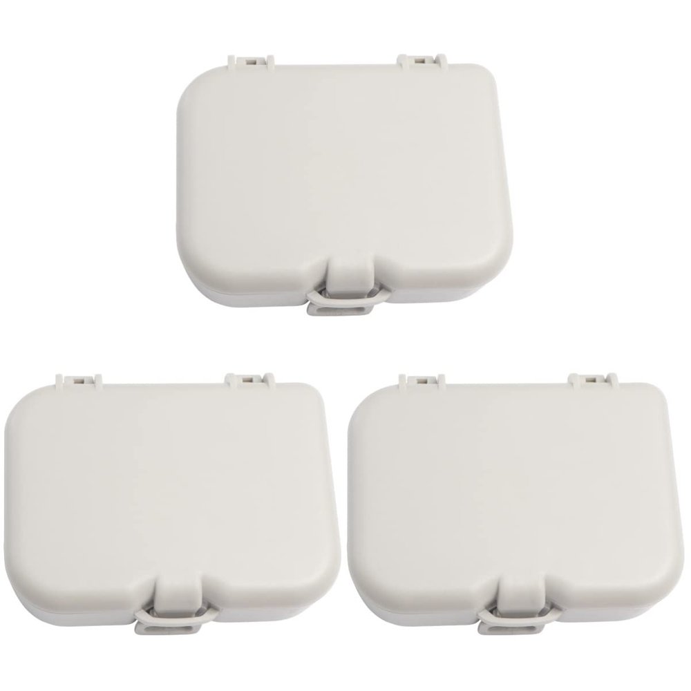 Healifty 3pcs Cleaning Case with Brush Compact False Storage Box for Travel Includes Mirror for Easy Cleaning and Maintenance of Dentures and Retainers