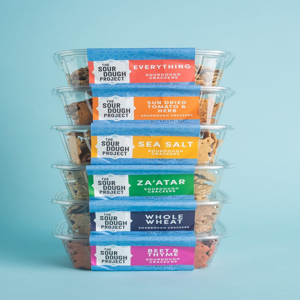 Sourdough Crackers, 6oz (6ct-variety pack) Handmade with Organic Ingredients