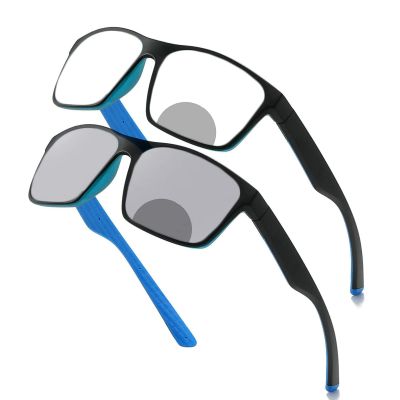 Transition Photochromic Bifocal Sunglasses Reading Glasses Men Outdoor Hyperopia Presbyopia Sports Sunglasses Reader (blue, 0, multiplier_x)