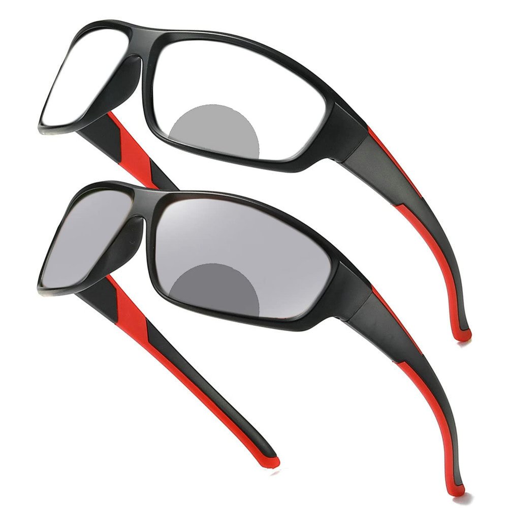 Transition Photochromic Bifocal Reading Glasses for Mens and Womens Outdoor Sports Presbyopia Sunglasses reader (red, 3.5, multiplier_x)