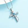 BIAIHQIE Cremation Urn Necklace Cross Rose Flower Inlaid Crystal Pendant for Memorial Human/Pet Ashes Funeral Keepsake Jewelry,1 view 2