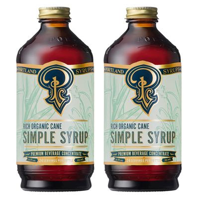 Portland Syrups Organic Cane Simple Syrup - Drink Mix for Exceptional Cocktails, Sugar for Drinks, for Coffee, Mocktails, Baking, 12 oz, 24 Servings - Pack of 2