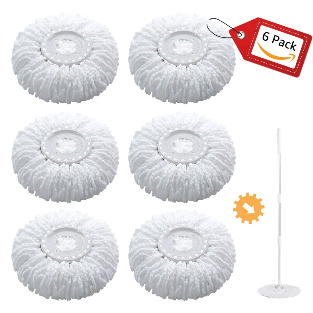 BonusLife 6-Pack Circular Spin Mop Head Refill Replacement