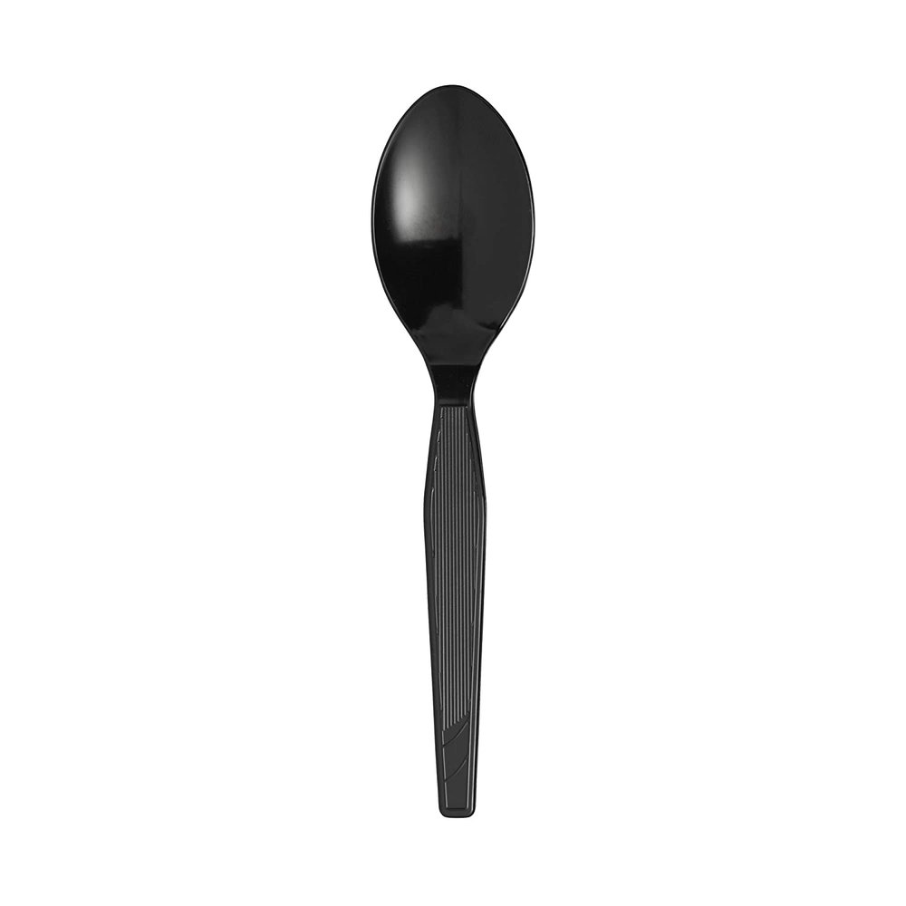 Surgimac Plastic Silverware Heavy Duty Spoon Plastic Cutlery - Travel/Picnic Flatware Set- Party Essentials Disposable Spoons- Plastic Silverware for Wedding/Birthday/Dining (Black)(Pack of 1000)