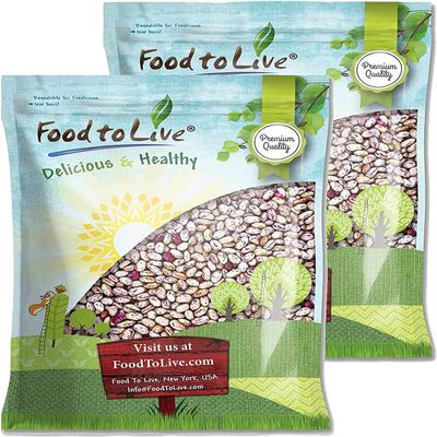 Food to Live Cranberry Beans, 25 Pounds  Dried Borlotti Beans, Sproutable, Vegan, Kosher, Bulk. Good Source of Folate, Dietary Fiber, Protein. Perfect for Stews, Soup, Pasta