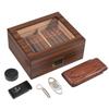 CIGAIOL Handcraft Cigar Kits with Cutter and Lighter, Luxurious Humidor Cigar Box Hold 30-50 Cigars 100% Cedar Wood Case with Digital Cigar Hygrometer/Travel humidor view 1