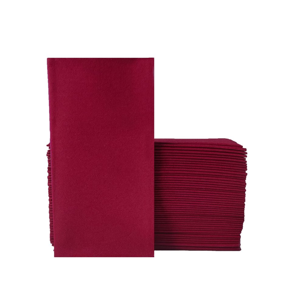 KMAKII Burgundy Disposable Paper Napkins Linen Feel Guest Disposable Cloth Like Dinner Napkins Paper Hand Napkins for Parties, Weddings, Dinners Or Events 16 x 16 inches, 50 Count