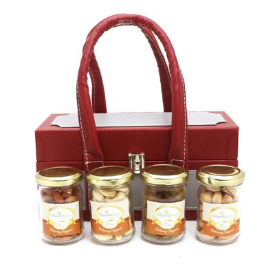 Jaiccha Ghasitaram Apex Wooden Box of 4 Dryfruits Jars|Gift for Diwali Gifts,Holi,Rakhi,Valentine,Christmas,Birthday,Anniversary,Her,Him|