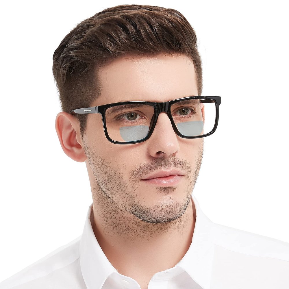 MARE AZZURO Oversized Bifocal Reading Glasses +2.25 Men Blue Light Blocking Readers 1.00 1.25 1.50 1.75 2.00 2.25 2.50 2.75 3.00 3.50 (Black, 2.25)