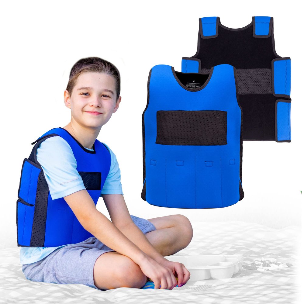 Ted Kangaroo Weighted Vest for Kids Sensory Compression Vest Deep Pressure Comfort (SmallBlue)
