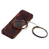 REAVEE Ultra Thin Armless Reading Glasses for Men Women, No Temple Pinch Nose Clip on Readers Small Pocket with Mini Portable Case, Tortoise +1.5 view 2