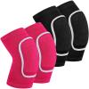 2 Pair Elbow Pads Volleyball Sport Breathable Protective Support Gel Pad Arm Compression Sleeves for Teen Girls Boys Basketball Football Skating(Black, Rose Red) view 1