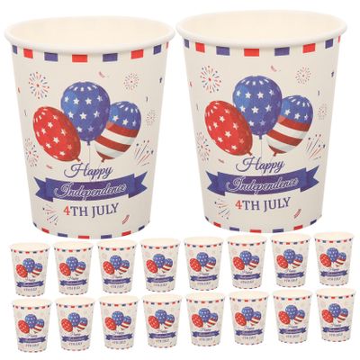 Yardwe 48pcs July Party Paper Cups Independence Day Cups American Flag Design for Festivals Outdoor Events and Home Gatherings Convenient and Practical Party Supply Random Style