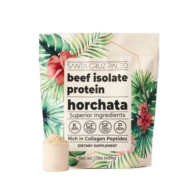 Santa Cruz Paleo, Beef Isolate Protein Powder, Horchata, Rich in Collagen Peptides for Protein Shakes and Smoothies, Gluten Free, Keto, Paleo, Clean Grass Fed Protein, 1.1lbs (20g Protein Per Serving)