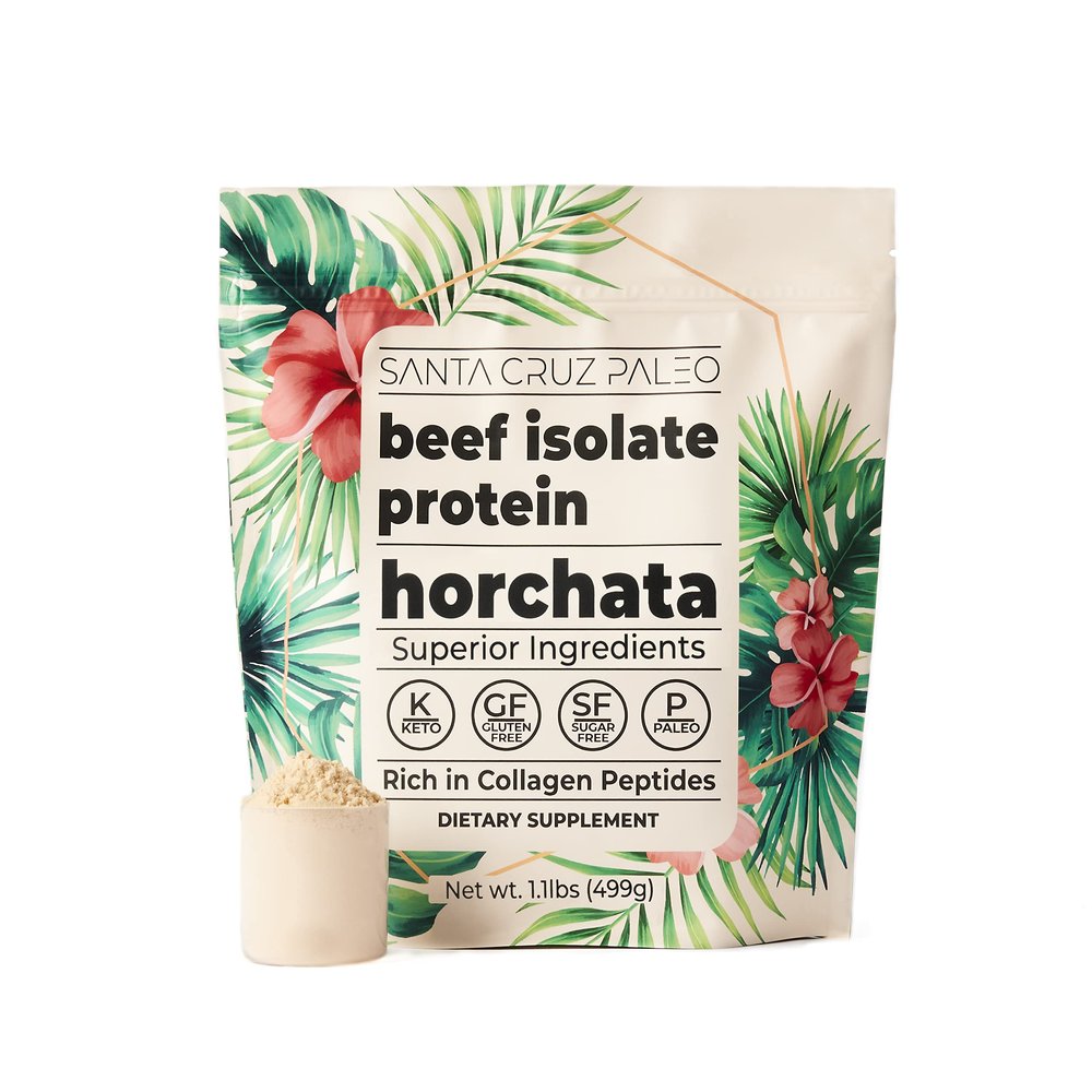 Santa Cruz Paleo, Beef Isolate Protein Powder, Horchata, Rich in Collagen Peptides for Protein Shakes and Smoothies, Gluten Free, Keto, Paleo, Clean Grass Fed Protein, 1.1lbs (20g Protein Per Serving)