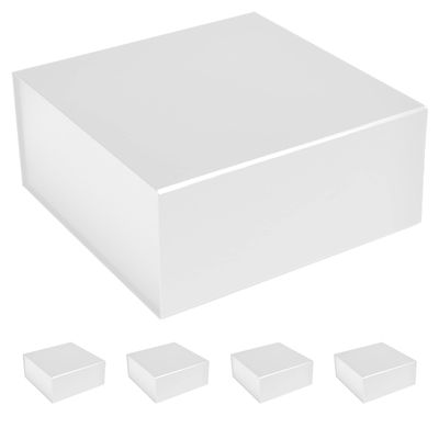 CECOBOX - Gift Boxes with Lids for Presents 10"x10"x4.5" - Matte, Collapsible Magnetic Closure Gift Box - Groomsmen & Bridesmaid Proposal Boxes, Wedding, PR, Birthdays, Holidays (White)