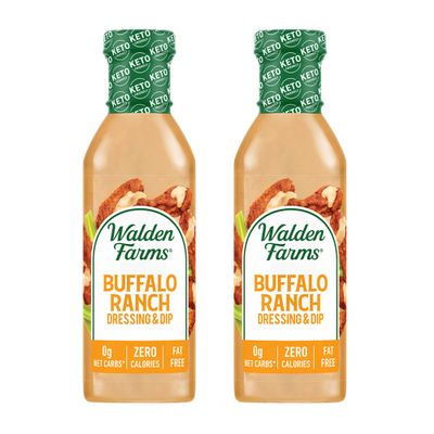 Walden Farms Buffalo Ranch Dressing & Dip  Calorie-Free, Gluten-Free, Low Carb, Keto-Friendly, Sugar-Free, Fat-Free, Dairy-Free Spicy Buffalo Ranch Flavor  2-Pack, 12 oz Bottles