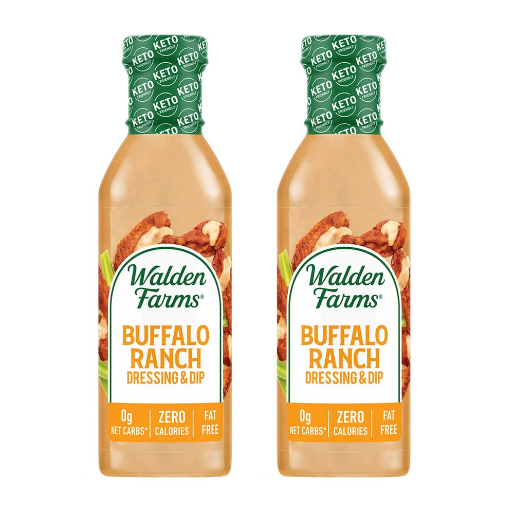 Walden Farms Buffalo Ranch Dressing & Dip Calorie-Free, Gluten-Free, Low Carb, Keto-Friendly, Sugar-Free, Fat-Free, Dairy-Free Spicy Buffalo Ranch Flavor 2-Pack, 12 oz Bottles