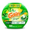 Gain Flings Laundry Detergent Pacs, 60 Count, Original Scent, with Odor Defense, concentrated laundry soap pacs view 1