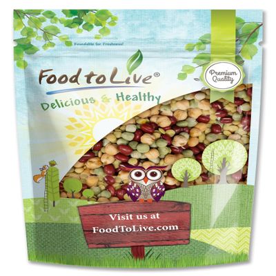 Crunchy Mix of Sprouting Bean Seeds, 1 Pound Green Peas, Adzuki, Lentils, Garbanzo, Kosher, Raw