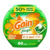 Gain Flings Laundry Detergent Pacs, 60 Count, Island Fresh Scent, with Odor Defense, concentrated laundry soap pacs view 1