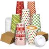 Dingion 30 Sets Christmas Disposable Coffee Cups with Lids and Sleeves 16 oz Xmas Paper Cups Holiday Hot Cocoa Chocolate Bar Supplies for Christmas Holiday Winter Party view 1