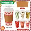 Dingion 30 Sets Christmas Disposable Coffee Cups with Lids and Sleeves 16 oz Xmas Paper Cups Holiday Hot Cocoa Chocolate Bar Supplies for Christmas Holiday Winter Party view 2