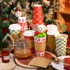 Dingion 30 Sets Christmas Disposable Coffee Cups with Lids and Sleeves 16 oz Xmas Paper Cups Holiday Hot Cocoa Chocolate Bar Supplies for Christmas Holiday Winter Party view 3
