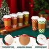 Dingion 30 Sets Christmas Disposable Coffee Cups with Lids and Sleeves 16 oz Xmas Paper Cups Holiday Hot Cocoa Chocolate Bar Supplies for Christmas Holiday Winter Party view 4